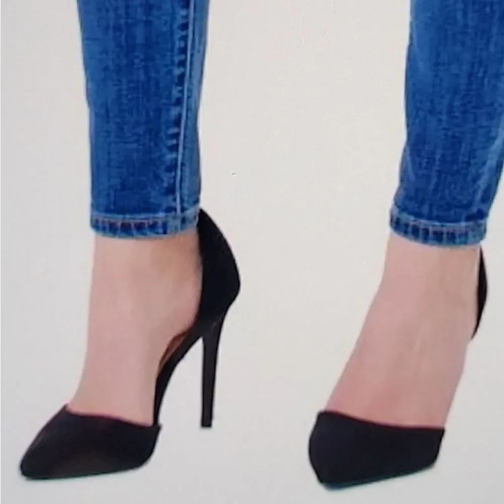 JUSTFAB D'ORSAY BLACK POINTED TOE PUMPS HEEL SHOE